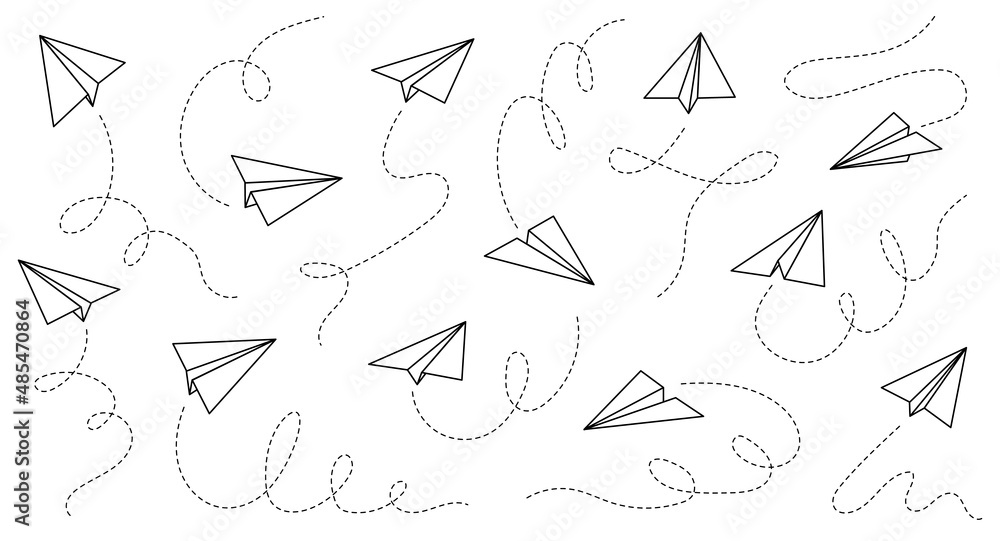 Paper Plane Simple Line Paper airplane vector icon. Doodle outline style paper airplane. Simple ...