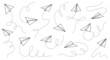 © Polina Tomtosova - Paper airplane vector icon. Doodle outline style paper airplane. Simple origami aircraft element. Drawing doodle vector illustration.