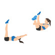 Woman doing Crunch chop exercise. Flat vector illustration isolated on white background