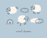 Fototapeta Fototapety na ścianę do pokoju dziecięcego - Cute cartoon sheep - vector print. 