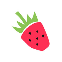 Strawberry Berry. Cutouts Fruit. Shape Colored Cardboard Or Paper. Funny Childish Applique