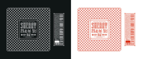 Set of template decorative label for sherry wine