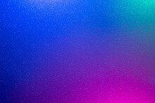 Color Gradient Background. Grain Texture. Holographic Uv Led Illumination. Neon Light Blue Magenta Pink Glitter On Bright Shimmering Fluorescent Abstract Overlay.