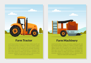 Poster - Agricultural Machinery for Farming and Rural Industry Vector Banner Template