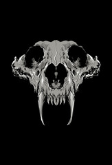 Wall Mural - Wolf skull vector artwork illustration