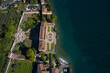 Villa on Lake Garda. Aerial view of architecture on Lake Garda. Panoramic view of the Villa in the town of Gargnano on Lake Garda Italy.