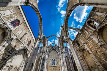 Wall Mural - ruins of the gothic church of our lady of mount carmel (igreja do carmo), lisbon, portugal