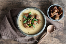 Homemade Jerusalem Artichoke Soup In Bowl