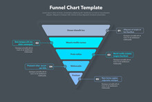 Funnel Chart Template With Five Colorful Steps - Dark Version. Easy To Use For Your Website Or Presentation.
