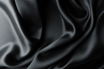 Wall Mural - Black satin silk, elegant fabric for backgrounds
