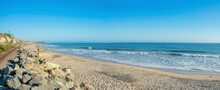 Panoramic View Of The Beach Near The Train Tracks At San Clemente, California