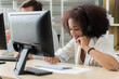 © Look Aod 27 - Operator woman agent with headsets working in a call centre.