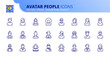 Simple set of outline icons about avatar  people.