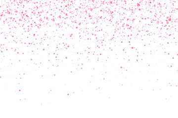 Wall Mural - Pink glitter falling confetti on white background. Vector