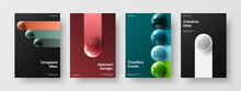 Simple Booklet A4 Vector Design Template Composition. Minimalistic 3D Spheres Handbill Layout Collection.