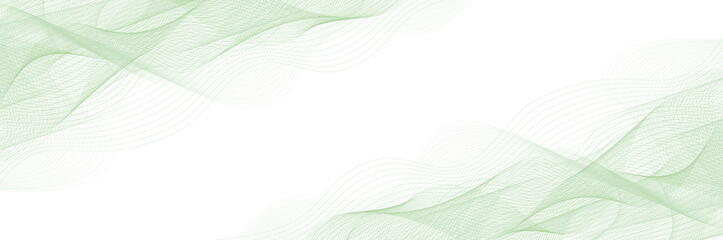 frame of abstract vector green colored wave melody lines on white background	
