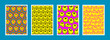 © t1m0n344 - Set Of Cool Trendy Acid Rave Posters. Collection Of Trippy Smile Patterns. Pop Art Graphics.