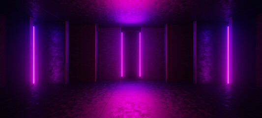Wall Mural - unknown alien interior empty studio cosmic club with midnight blue colors pedestal concept 3d render