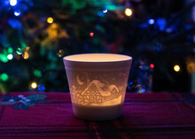 Vintage Porcelain Candle Holder - Christmas Decoration