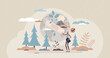 © VectorMine - Conservationist as earth conservation and care activist tiny person concept. Ecological help for environment and responsible social community vector illustration. Environmentalist and volunteer work.