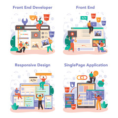 Wall Mural - front end developer concept set. website interface design improvement.