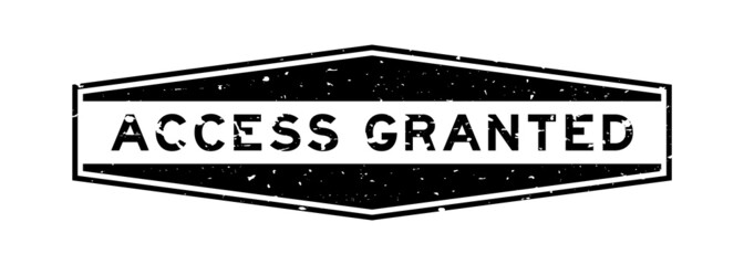 Poster - Grunge black access granted word hexagon rubber seal stamp on white background