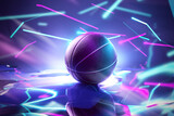 Fototapeta Sport - Basketball with neon lights