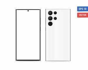 Wall Mural - Realistic vector flat mock-up Samsung Galaxy S22 Ultra with blank screen isolated on white background. Scale image any resolution