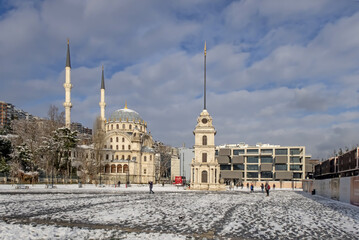 Canvas Print - istanbul,Turkey-January 25,2022.Istanbul is the dream city between the continents of Europe and Asia. Cityscape from istanbul in winter season.