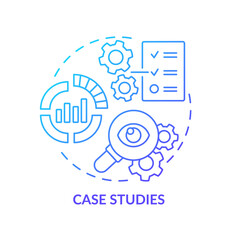 Wall Mural - case studies blue gradient concept icon. promotion campaigns data. data analysis. marketing trend ab