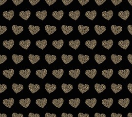 Wall Mural - 
Heart seamless pattern on black background with leopard spots vector for clothes print