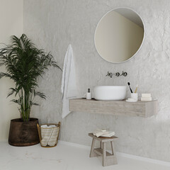 Wall Mural - modern bathroom interior with furniture, 3d rendering