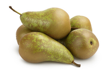 Wall Mural - Green conference pear isolated on white background with clipping path and full depth of field