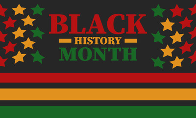 Black History Month in February. African American Culture and History. Celebrated annual in United States and Canada. In October in Great Britain. Vector poster, tradition ornament illustration