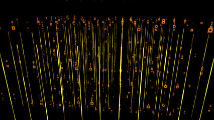 Wall Mural - abstract background of rotating particles and sparkling rays. 3d. 4k. isolated black background.