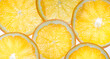 Yellow orange rings on a white light background. Background with citrus fruits.