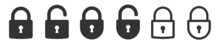 Lock Icons Set. Padlock Symbol Collection. Security Symbol. Lock Open And Lock Closed Icon - Stock Vector.