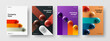 Trendy presentation A4 design vector concept set. Unique realistic balls handbill illustration composition.