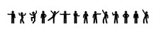 Man Icon, Stickman Stands, People Silhouettes Set