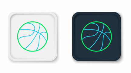 Canvas Print - Line Basketball ball icon isolated on white background. Sport symbol. Colorful outline concept. Vector