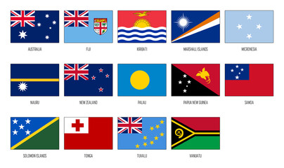 Canvas Print - Australia and Oceania vector national flag collection