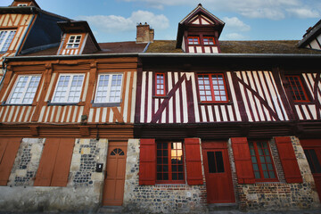 Wall Mural - Selecitve focus on houses in the old city centre in Honfleur, Normandy, France