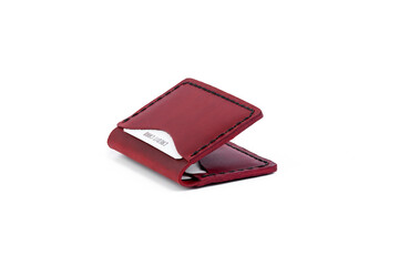 Wall Mural - Handmade Genuine Leather Credit Card Holder, white background