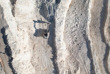 Aerial View Of Excavator In Quarry In Monda, Andalusia, Spain.