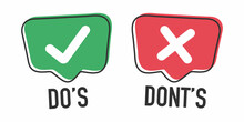 Do And Don't Or Good And Bad Icons W Positive And Negative Symbols