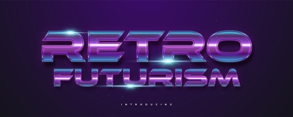 Wall Mural - colorful retro and futuristic text style with glowing effect. editable text style effect