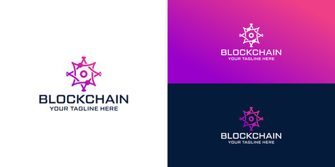 blockchain technology logo design inspiration, with dots connected together