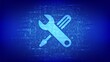 © iuriimotov - Technical support icon made with binary code. Customer help. Online tech support. Customer service, Business and technology concept. Digital matrix background with digits 1.0. Vector Illustration.
