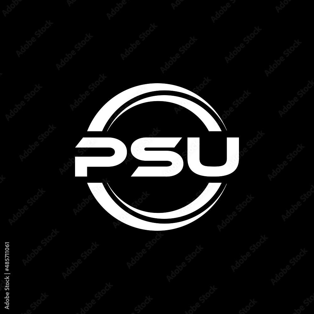 PSU letter logo design with black background in illustrator, vector ...