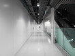 © YY apartment - 近代的なビルの無機質な廊下、オフィス、研究室、ガラス、クリーン